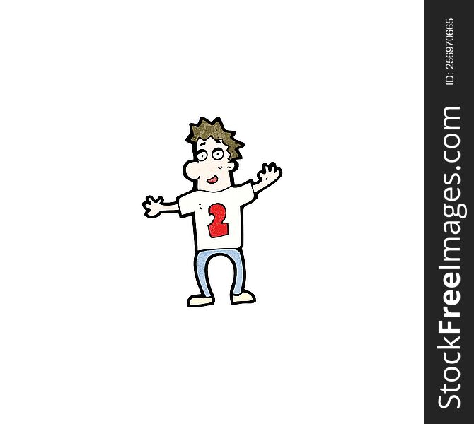 cartoon man in shirt with number two