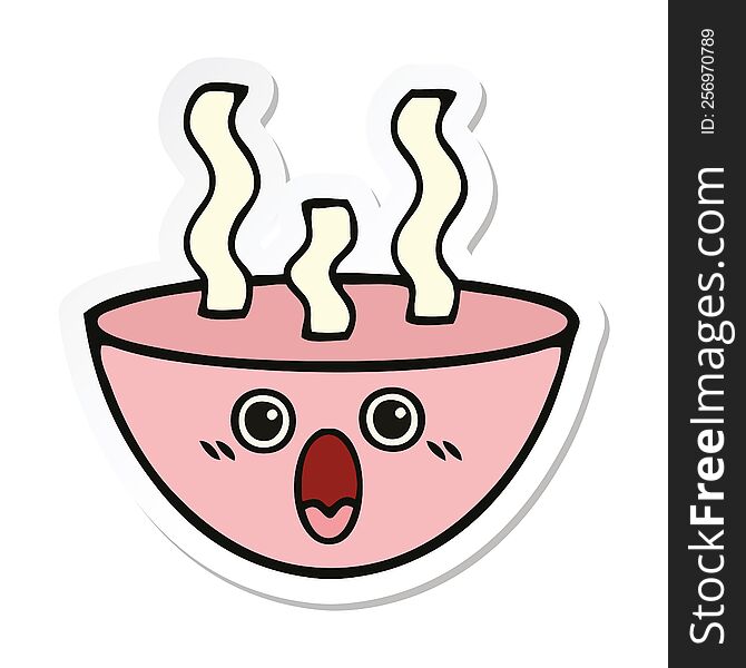 Sticker Of A Cute Cartoon Bowl Of Hot Soup