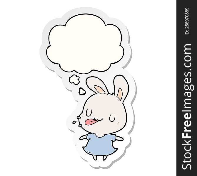 Cartoon Rabbit And Thought Bubble As A Printed Sticker