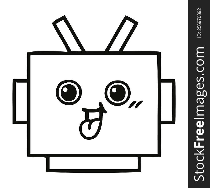 line drawing cartoon of a robot head