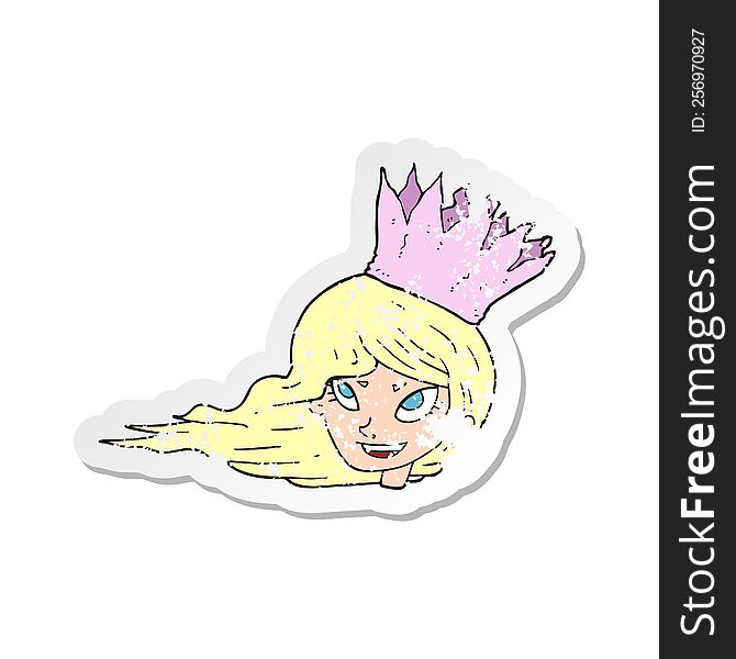 retro distressed sticker of a cartoon woman with blowing hair
