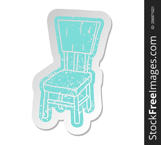 distressed old sticker of a wooden chair