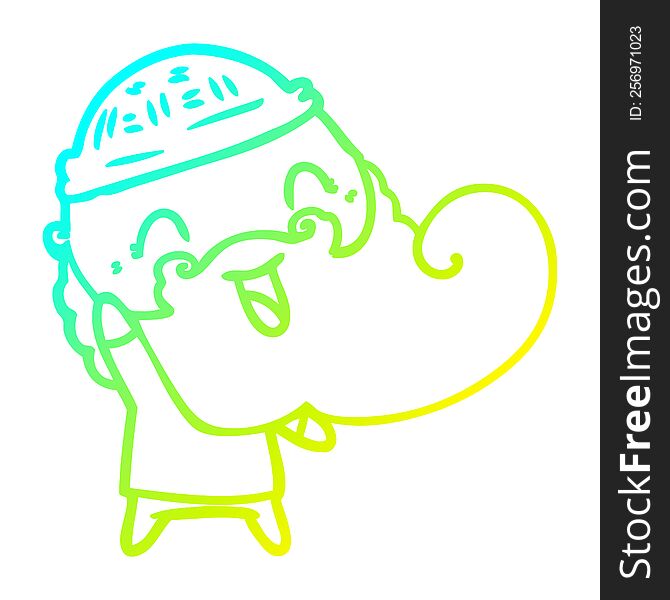 Cold Gradient Line Drawing Happy Man With Beard And Winter Hat