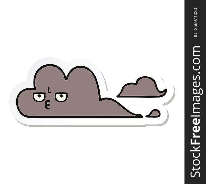 sticker of a cute cartoon storm cloud