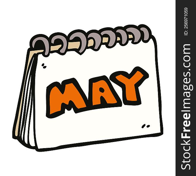 cartoon doodle calendar showing month of may