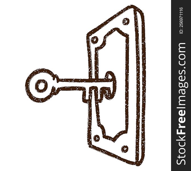Key Lock Charcoal Drawing