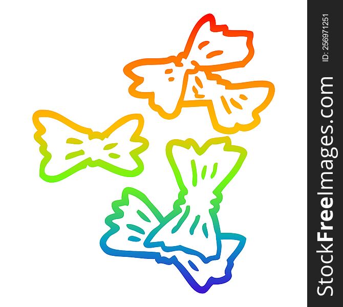 rainbow gradient line drawing of a cartoon pasta shapes