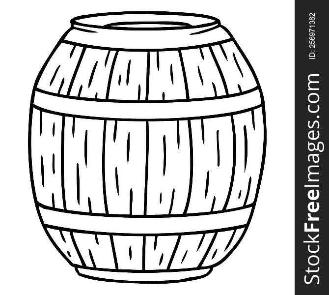 hand drawn line drawing doodle of a wooden barrel