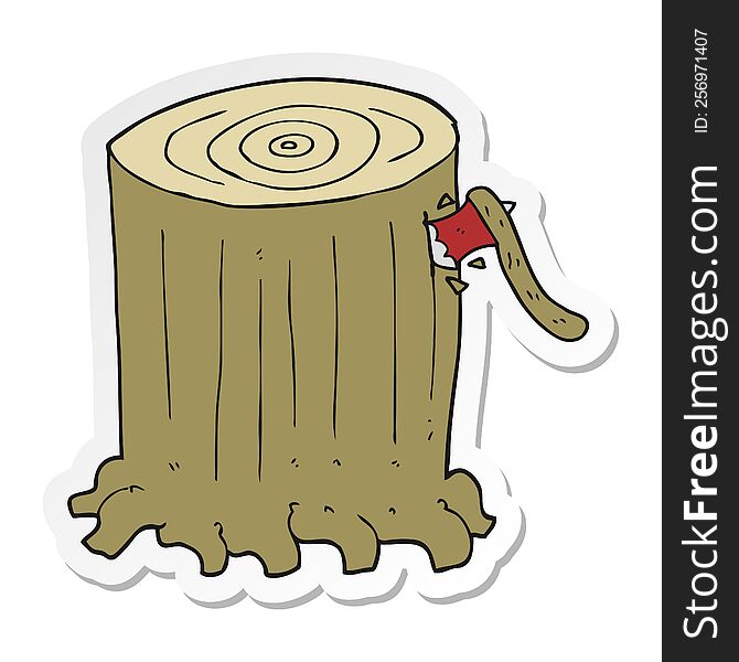 sticker of a cartoon big tree stump