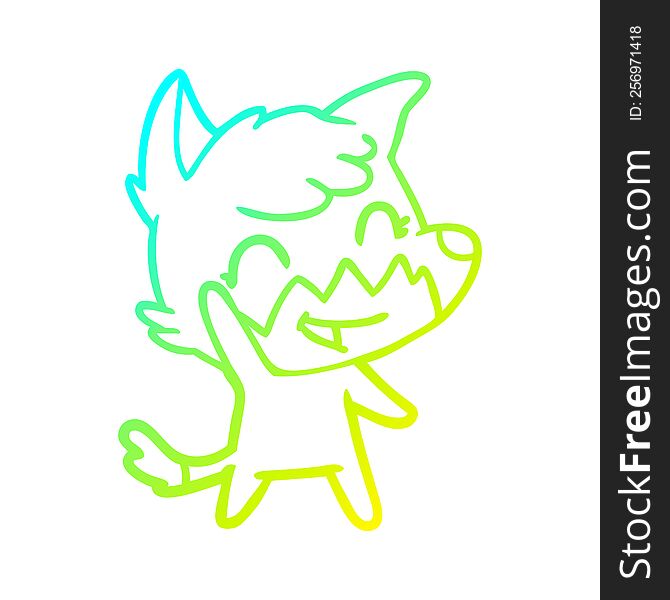 Cold Gradient Line Drawing Happy Cartoon Fox