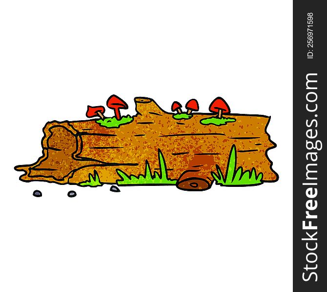 Textured Cartoon Doodle Of A Tree Log