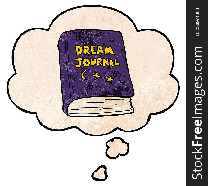 cartoon dream journal with thought bubble in grunge texture style. cartoon dream journal with thought bubble in grunge texture style