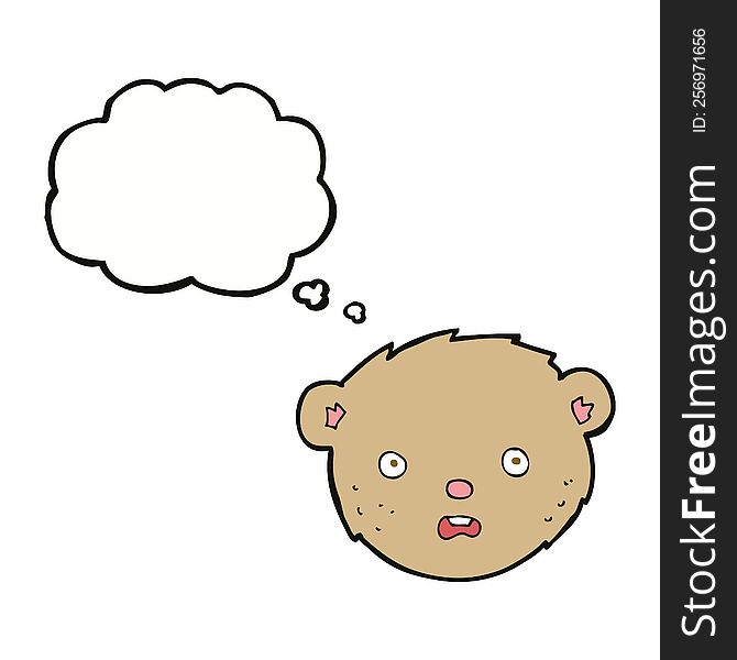 cartoon teddy bear face with thought bubble