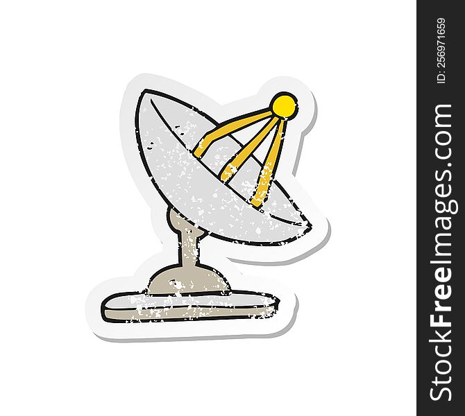 retro distressed sticker of a cartoon satellite dish