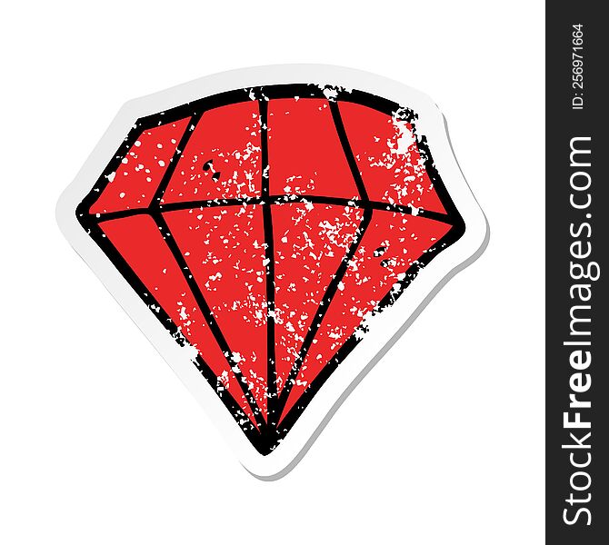 distressed sticker of a cartoon tattoo diamond