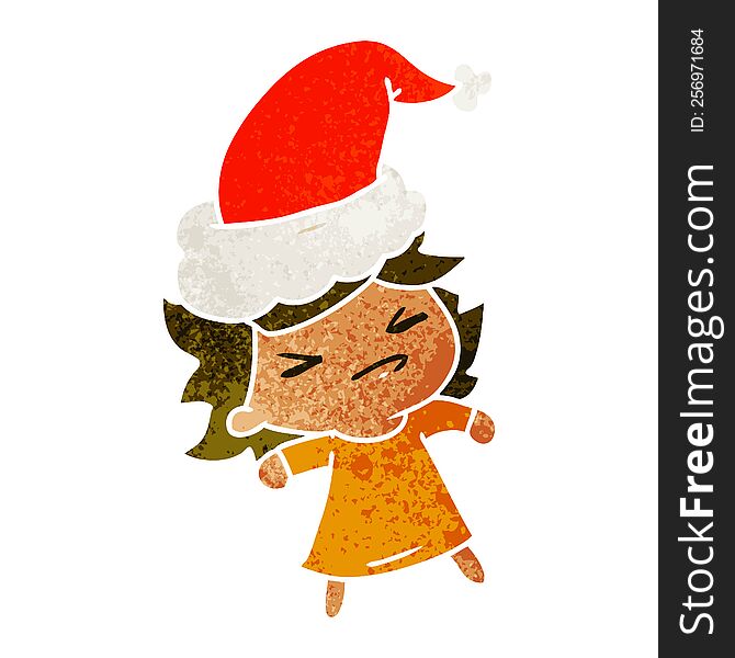 Christmas Retro Cartoon Of Kawaii Girl