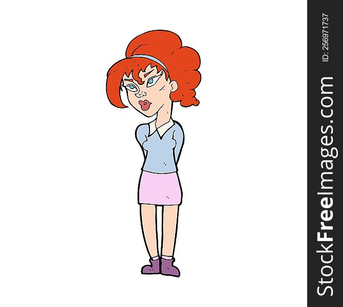 Cartoon Pretty Girl Tilting Head