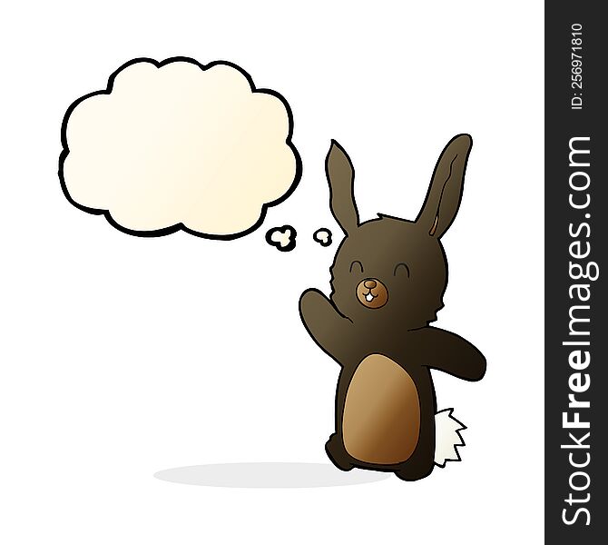 Cartoon Happy Rabbit With Thought Bubble