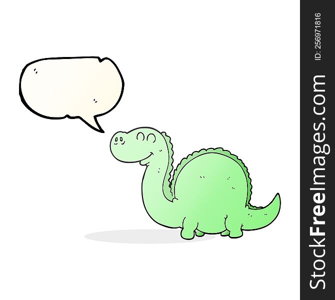 freehand drawn speech bubble cartoon dinosaur