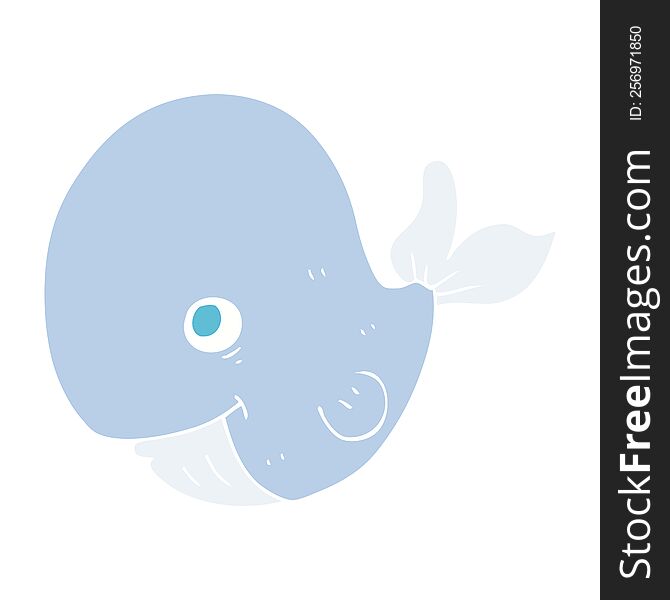 flat color illustration of happy whale. flat color illustration of happy whale