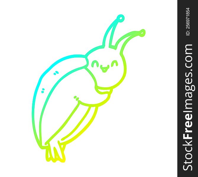 cold gradient line drawing of a cute cartoon beetle