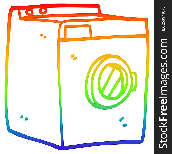 rainbow gradient line drawing cartoon washing machine