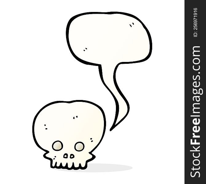 cartoon spooky skull symbol with speech bubble