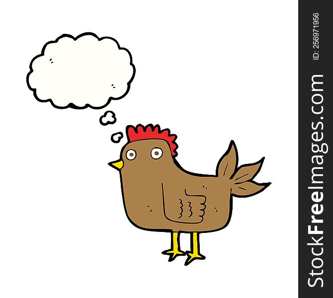 cartoon hen with thought bubble