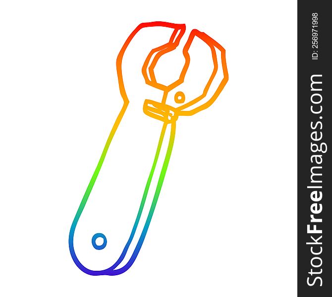 rainbow gradient line drawing of a cartoon spanner tool