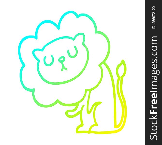 Cold Gradient Line Drawing Cute Cartoon Lion