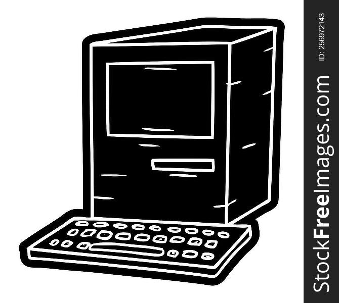 cartoon icon drawing of a computer and keyboard