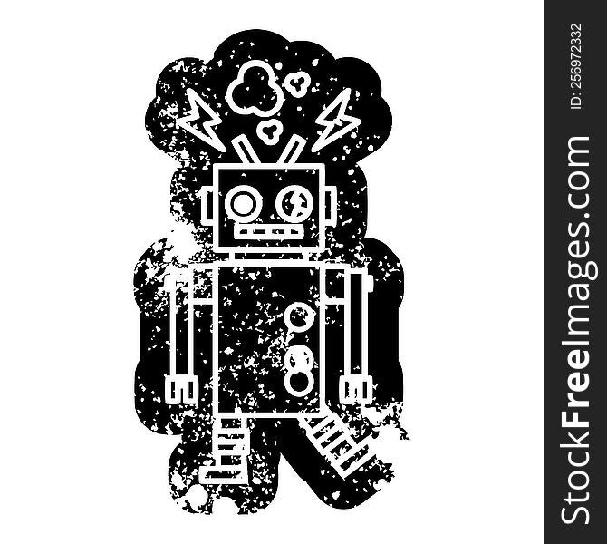 Malfunctioning Robot Distressed Icon