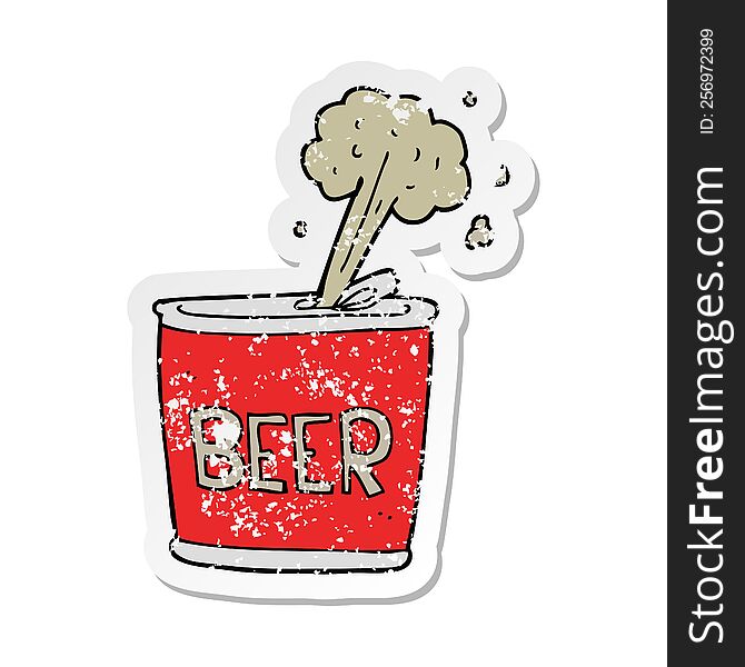 Distressed Sticker Of A Cartoon Beer Can