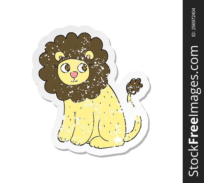 Retro Distressed Sticker Of A Cartoon Cute Lion