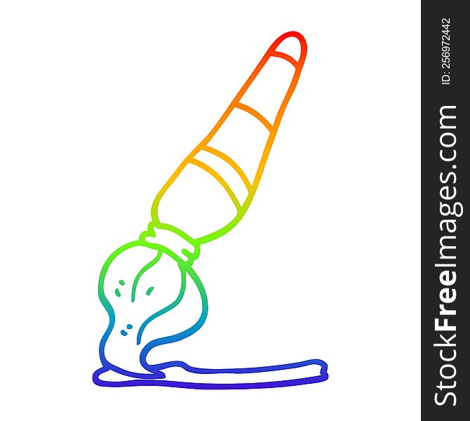 rainbow gradient line drawing of a cartoon art paint brush
