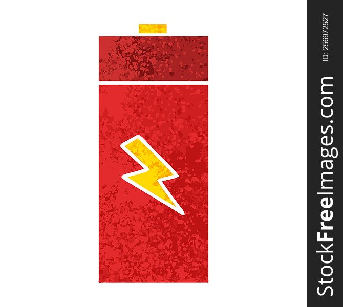 retro illustration style cartoon of a electrical battery