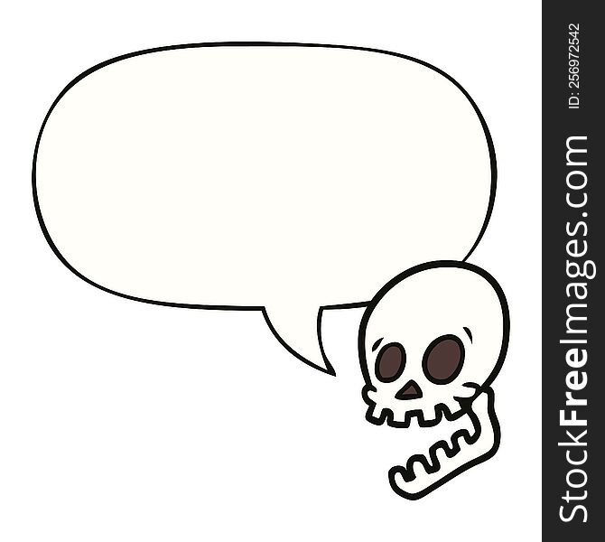 Laughing Skull Cartoon And Speech Bubble
