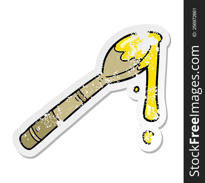 distressed sticker of a cartoon spoonful of honey