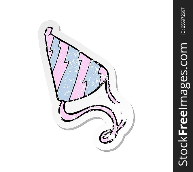 retro distressed sticker of a cartoon party hat