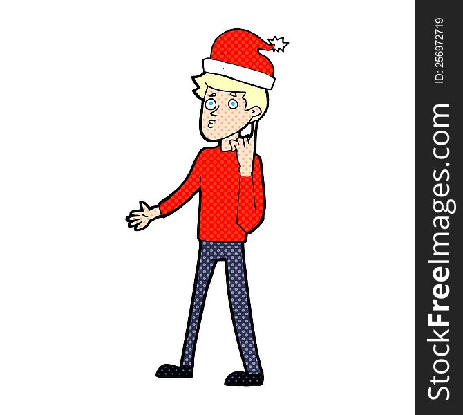 cartoon man ready for christmas