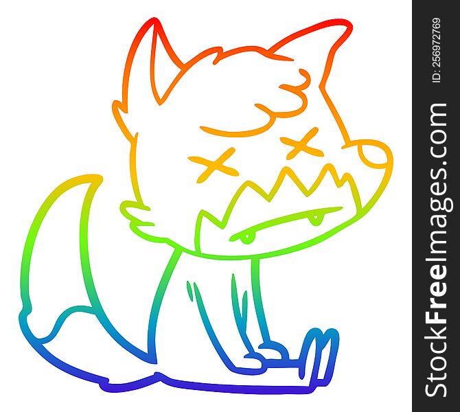 Rainbow Gradient Line Drawing Cartoon Dead Fox