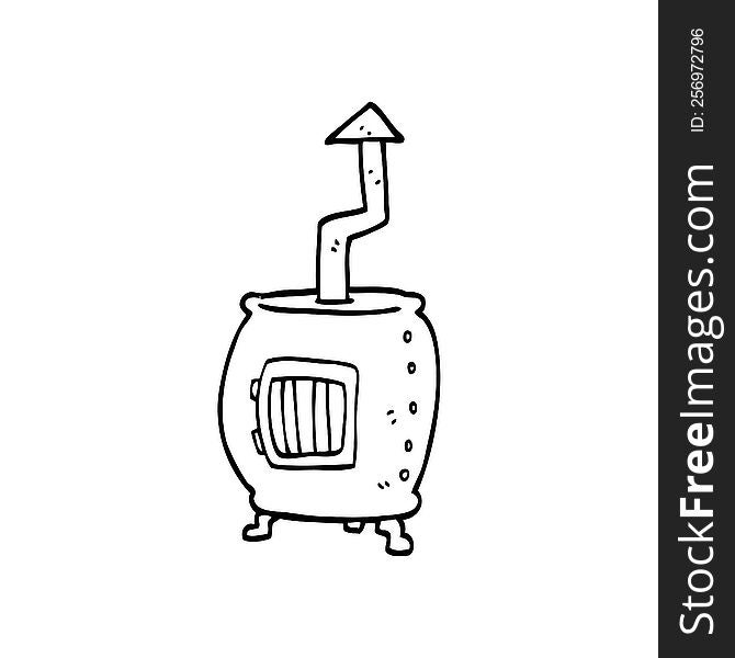 line drawing cartoon pot bellied stove