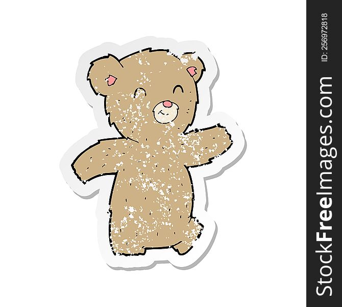 Retro Distressed Sticker Of A Cartoon Teddy Bear