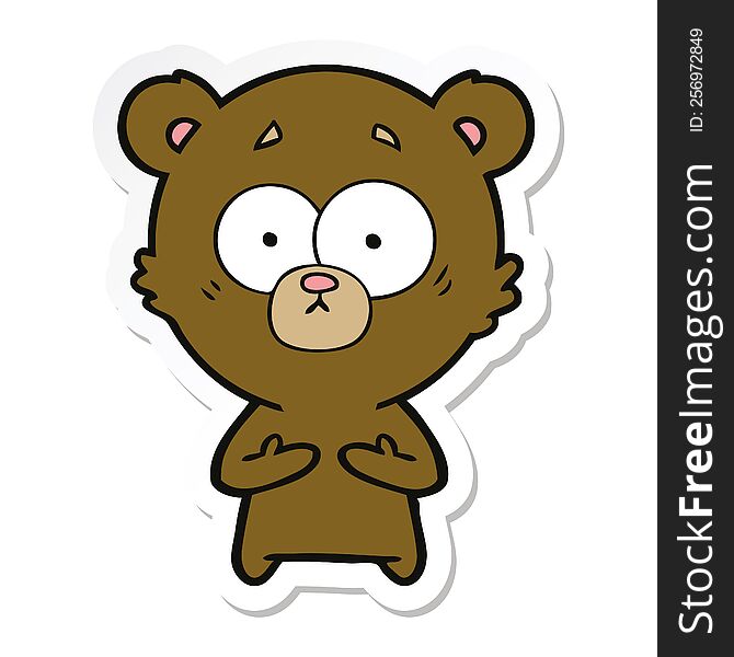 Sticker Of A Surprised Bear Cartoon