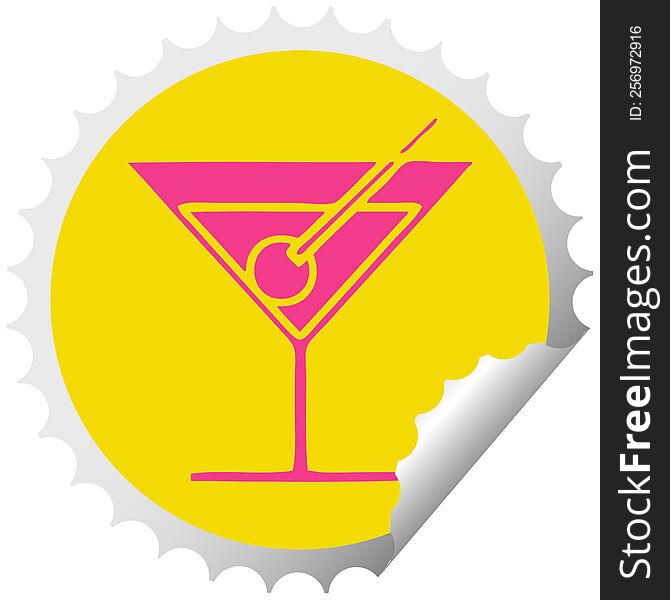 Circular Peeling Sticker Cartoon Fancy Cocktail