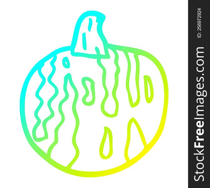 cold gradient line drawing of a cartoon melon