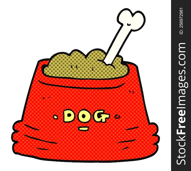 freehand drawn cartoon dog food bowl
