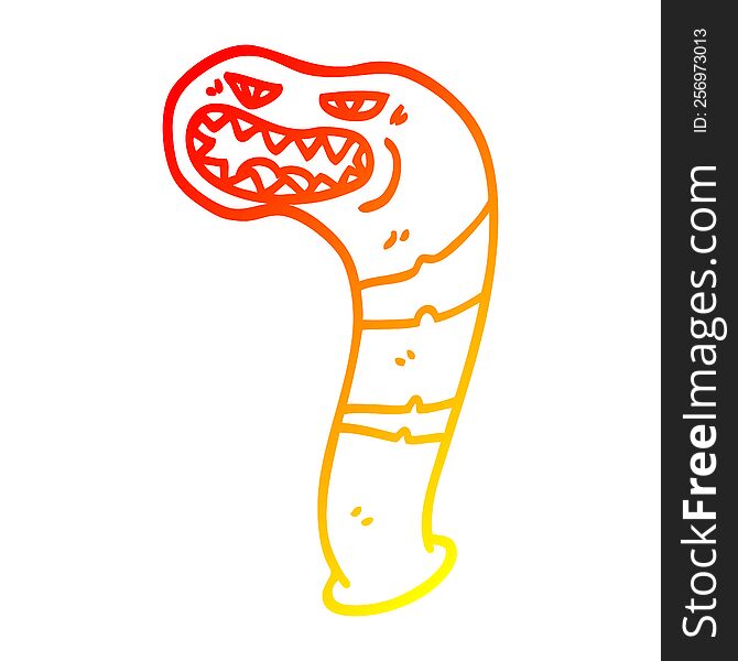Warm Gradient Line Drawing Cartoon Monster Leech