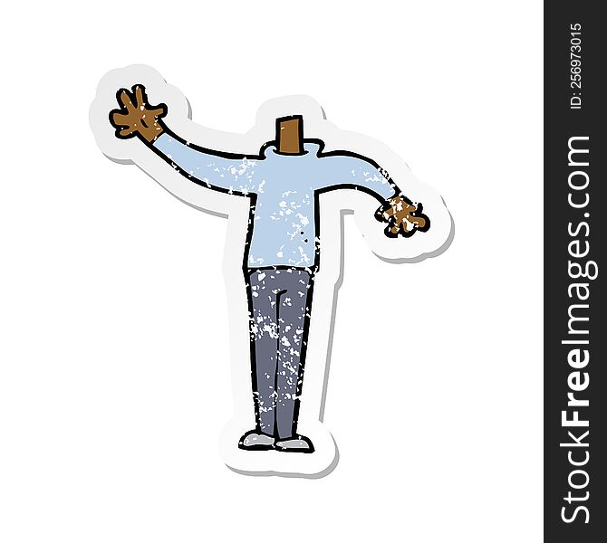 Retro Distressed Sticker Of A Cartoon Male Gesturing Body