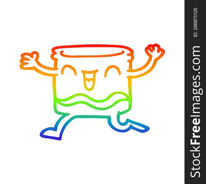 rainbow gradient line drawing of a cartoon happy tumbler
